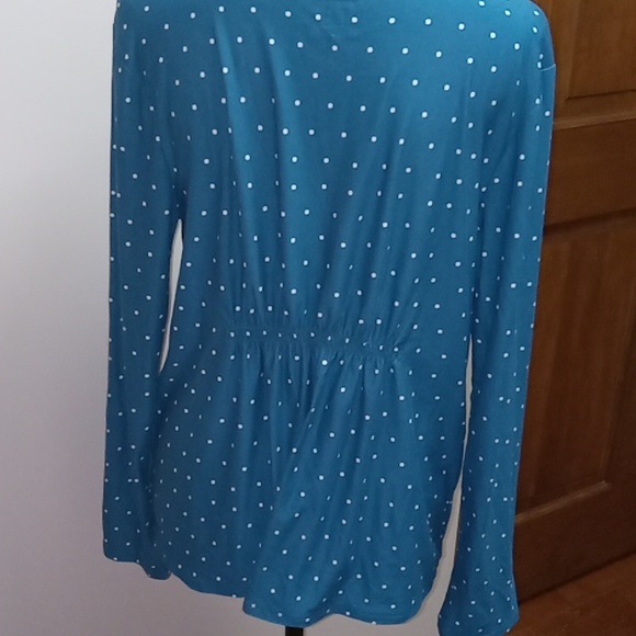 Time and Tru Large (12-14) Teal white polka dots Maternity long sleeve t… - Picture 6 of 10
